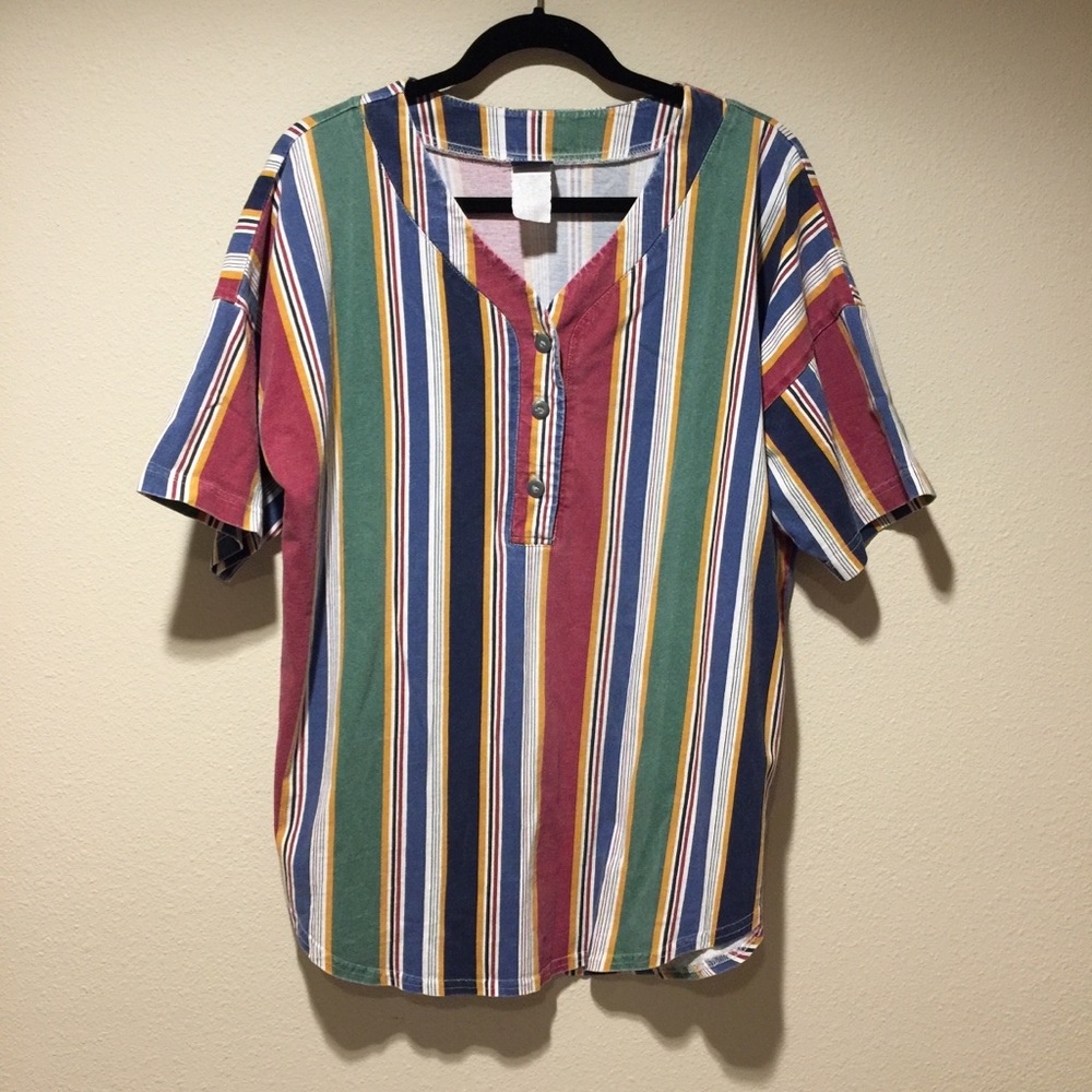 Vintage Honors Vertical Striped T-Shirt Size Large